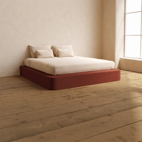 Slipcover Only - King Upholstered Platform Bed | Knit Velvet in Rust