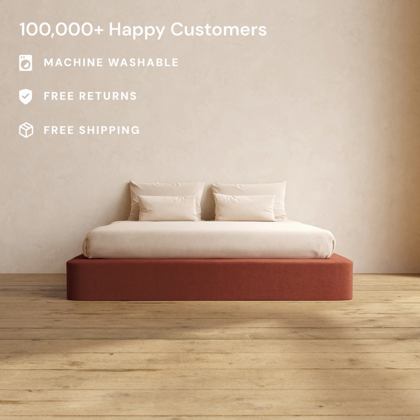 Slipcover Only - King Upholstered Platform Bed | Knit Velvet in Rust