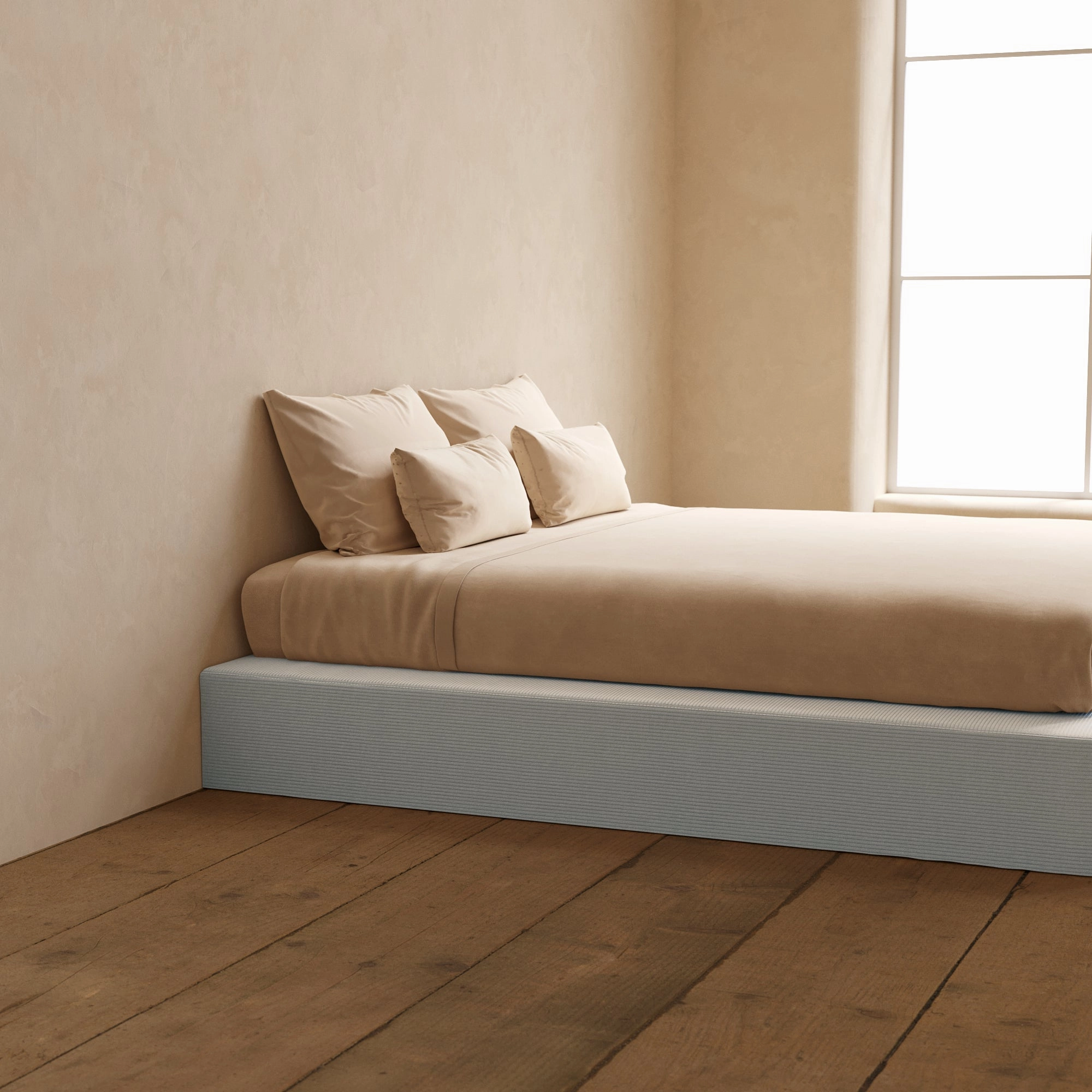Slipcover Only - King Upholstered Platform Bed | Luxe Corduroy in Milk