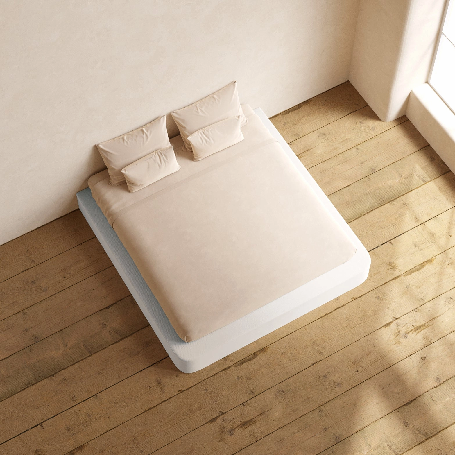 Slipcover Only - King Upholstered Platform Bed | Luxe Corduroy in Milk