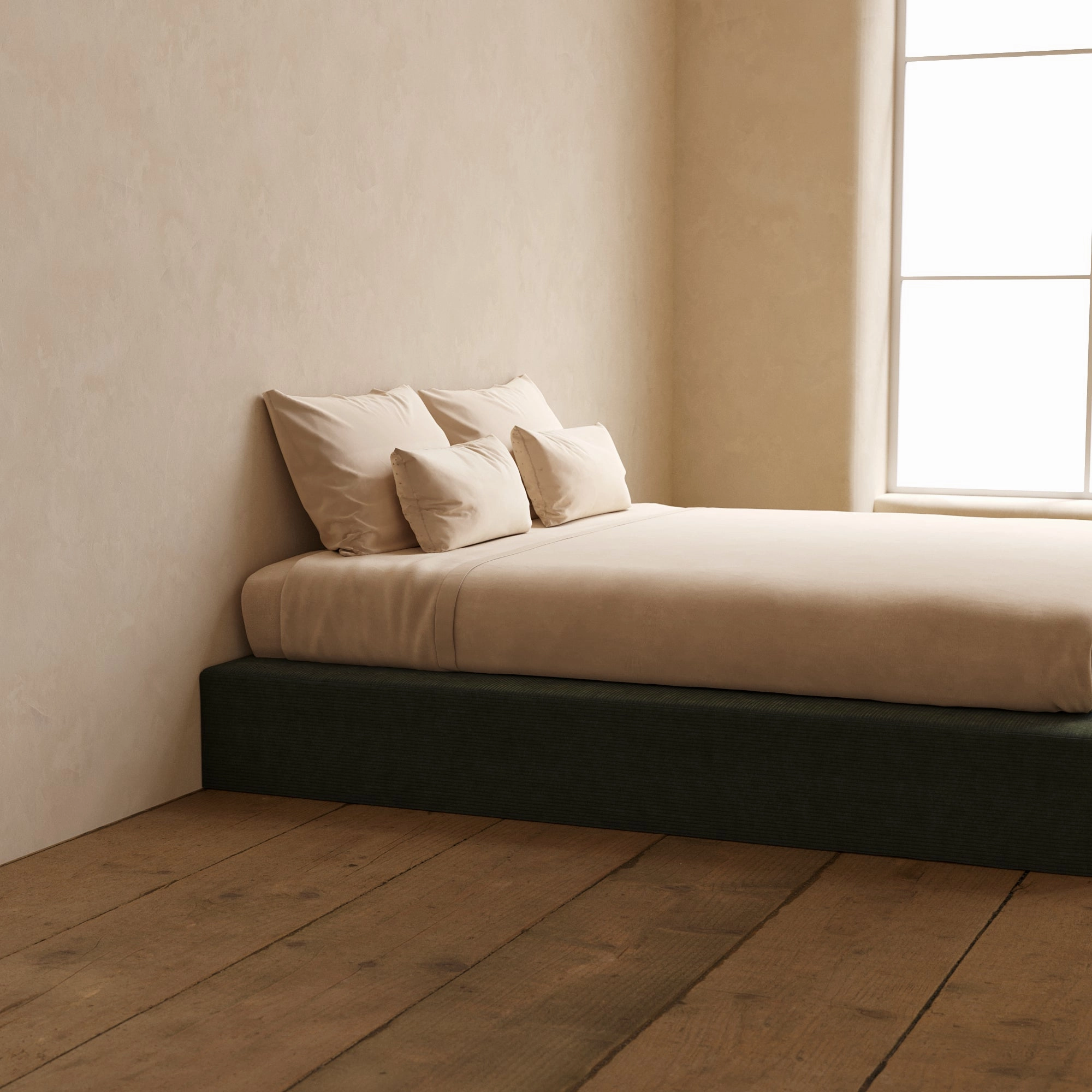 Slipcover Only - King Upholstered Platform Bed | Luxe Corduroy in Olivine