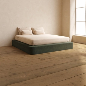 Slipcover Only - King Upholstered Platform Bed | Luxe Corduroy in Olivine