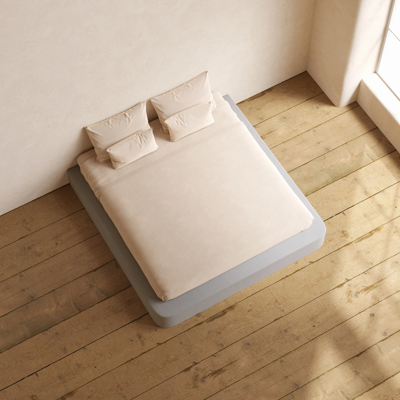 Slipcover Only - King Upholstered Platform Bed | Micro Chenille in Pumice