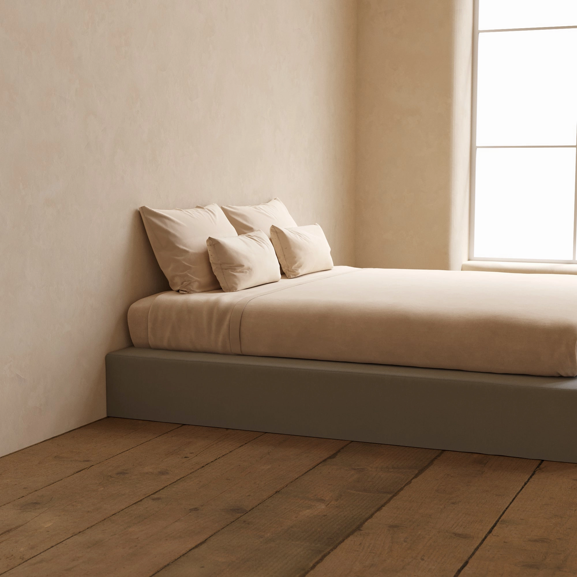 Slipcover Only - King Upholstered Platform Bed | Micro Chenille in Pumice