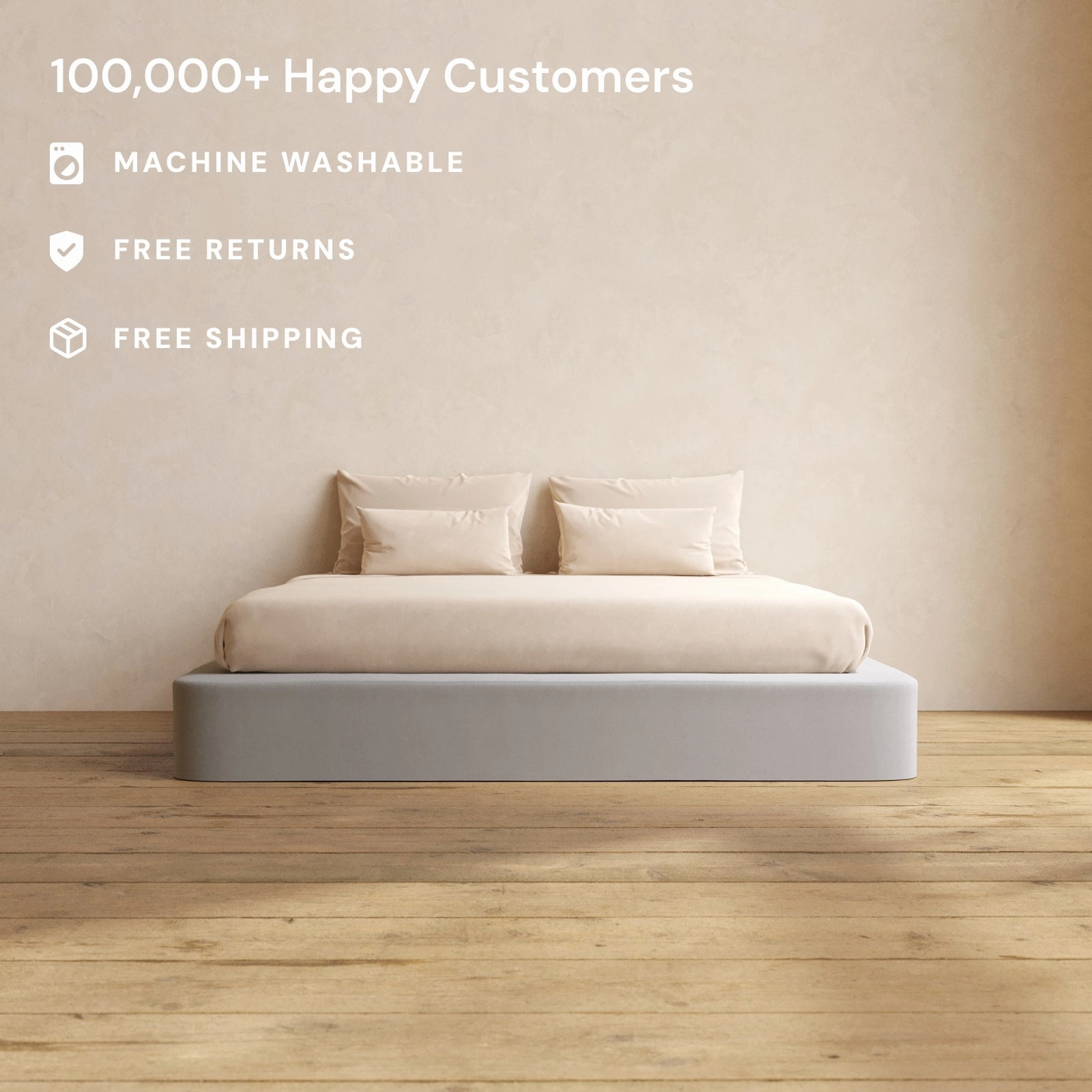 Slipcover Only - King Upholstered Platform Bed | Micro Chenille in Pumice