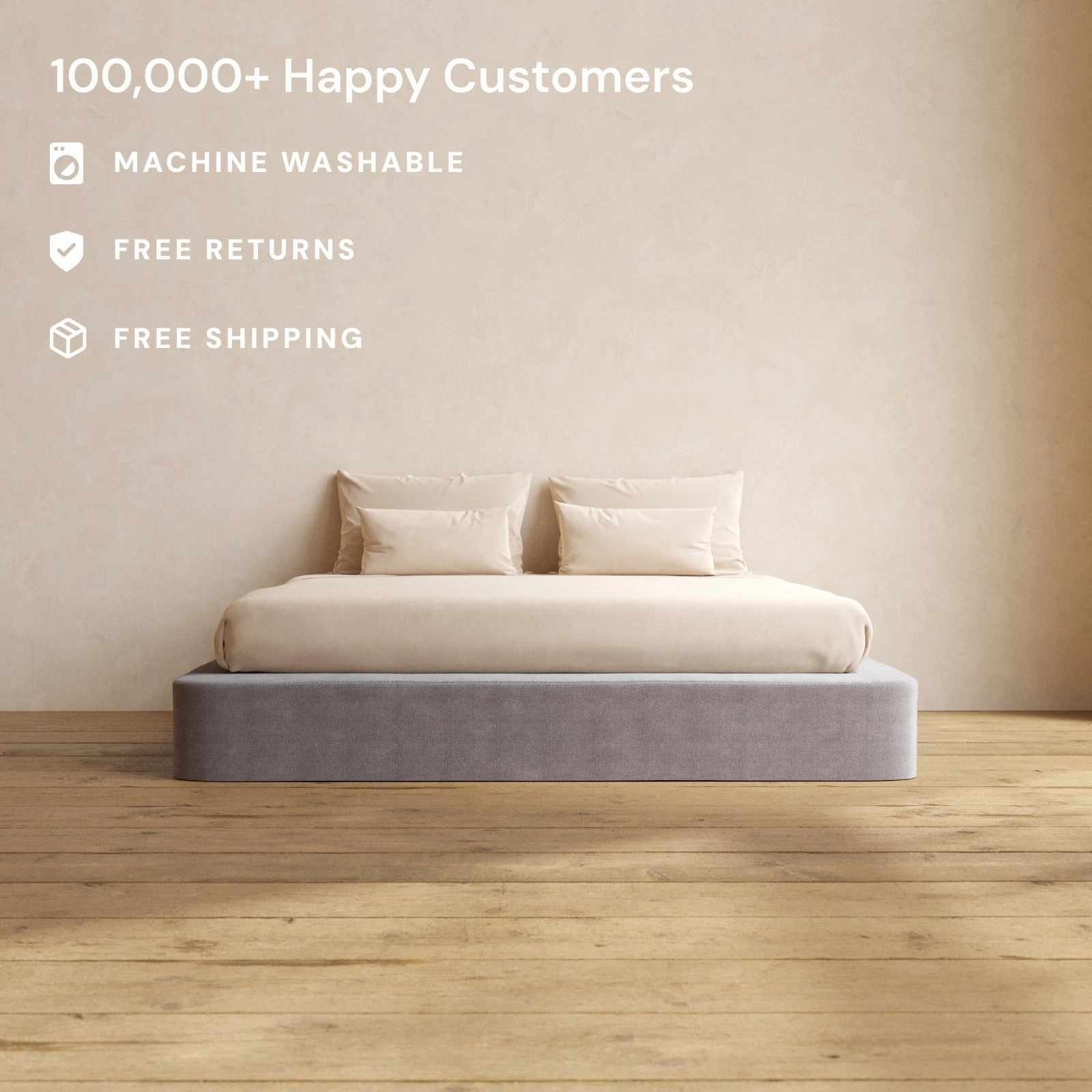 Slipcover Only - King Upholstered Platform Bed | Plush Weave in Ash