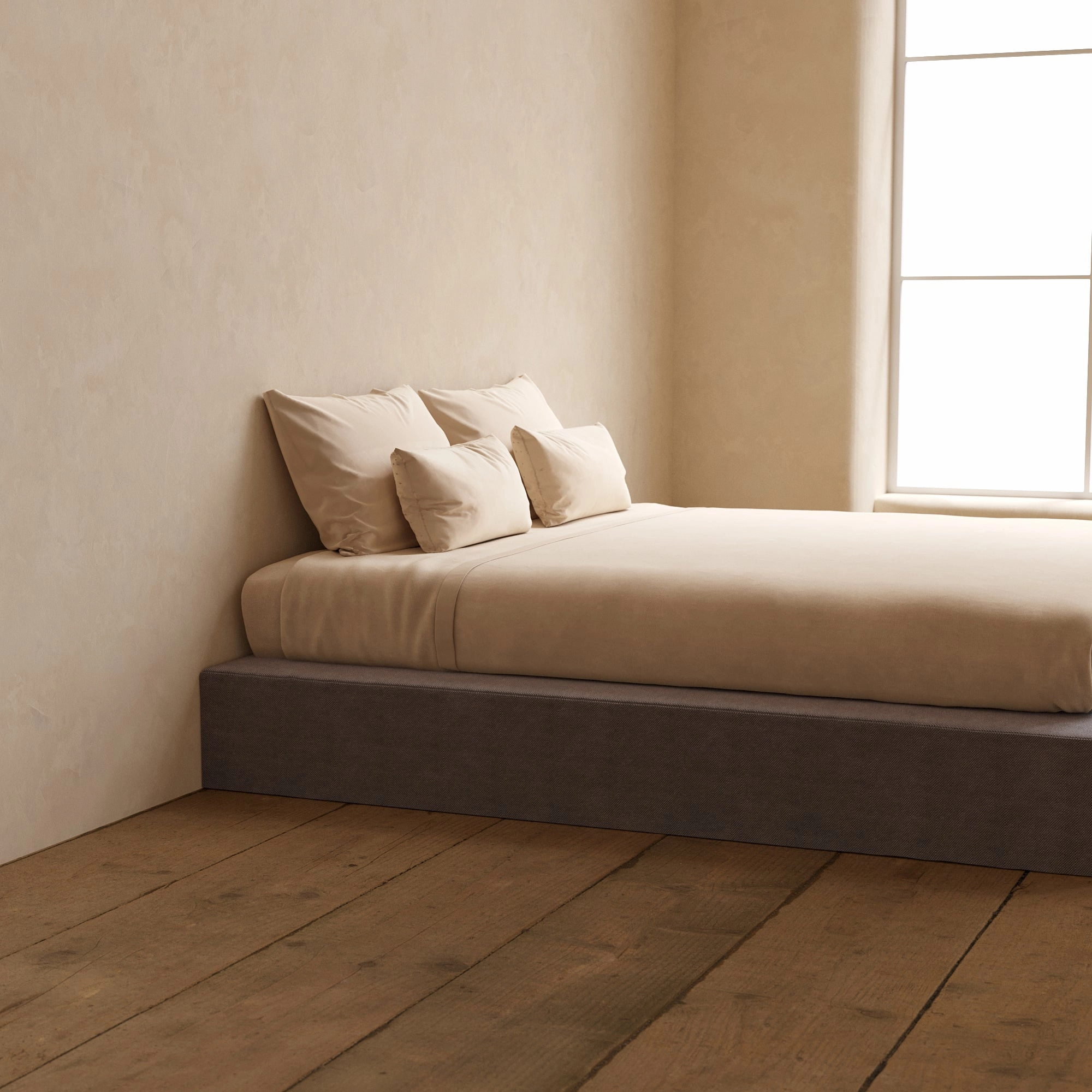 Slipcover Only - King Upholstered Platform Bed | Plush Weave in Ash