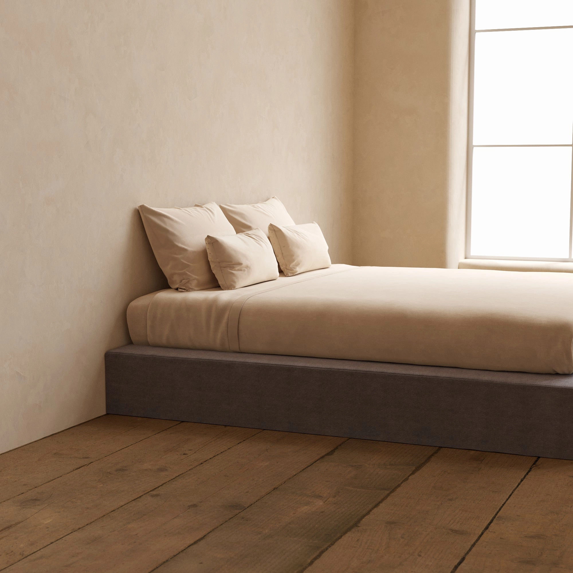 Slipcover Only - King Upholstered Platform Bed | Plush Weave in Ash