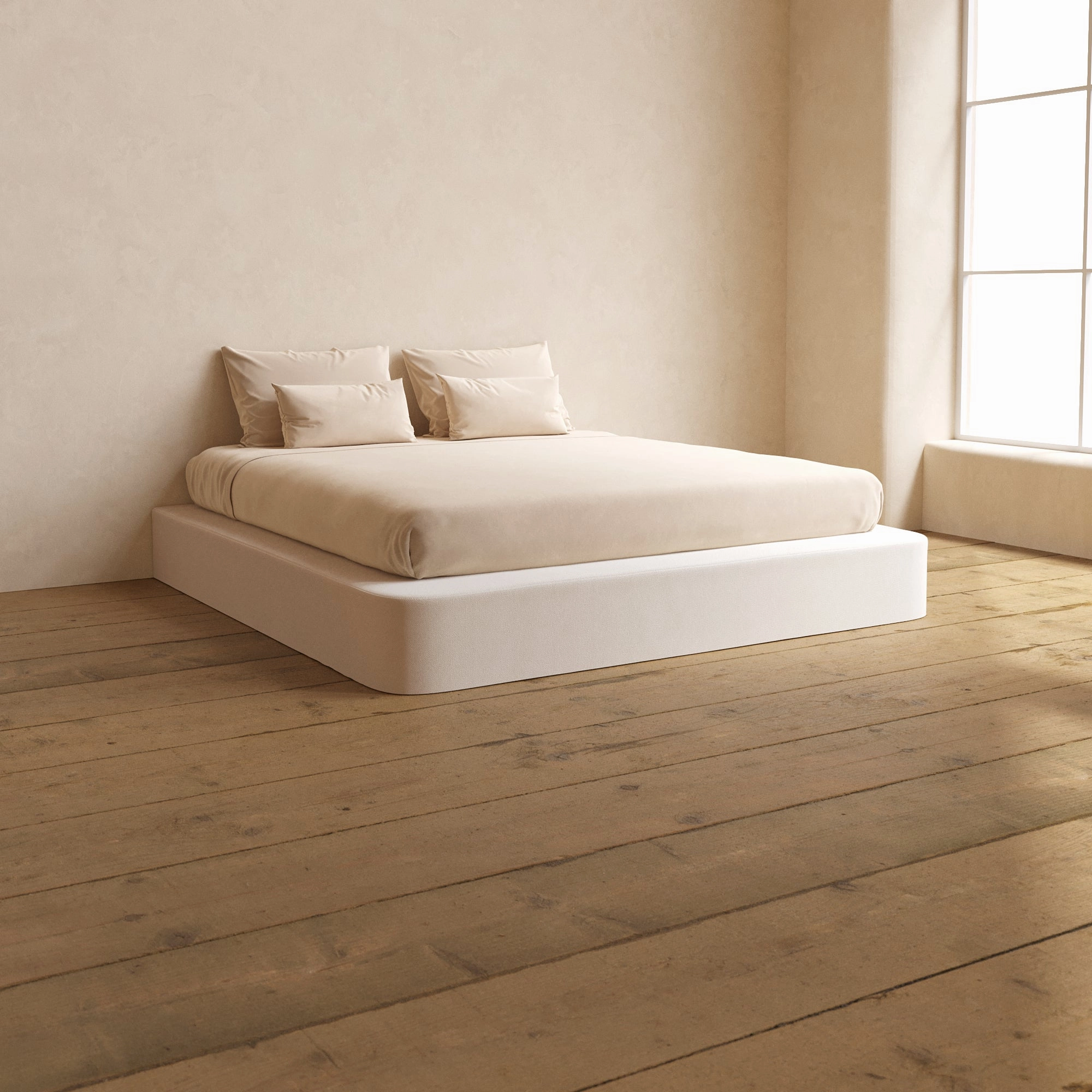 Slipcover Only - King Upholstered Platform Bed | Plush Weave in Eggshell