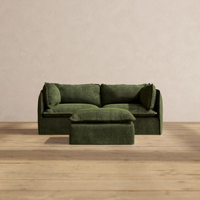 Slipcover Only - Modular Performance 2-Seater   Ottoman | Luxury Velvet in Olive