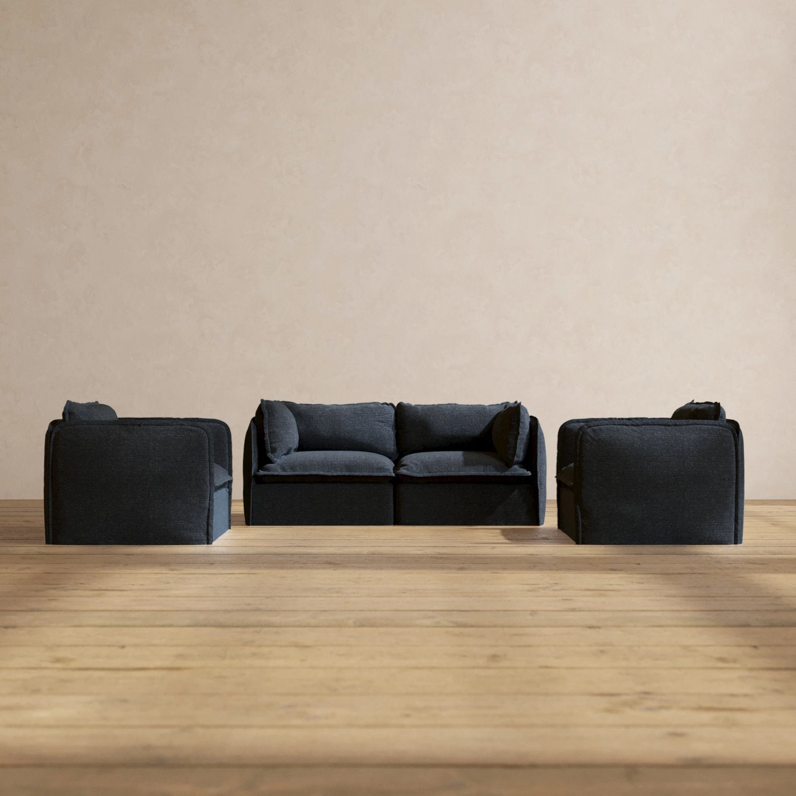 Slipcover Only - Modular Performance 2-Seater Sofa   Armchair Set | Blended Weave in Indigo