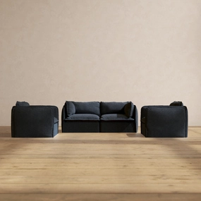 Slipcover Only - Modular Performance 2-Seater Sofa   Armchair Set | Blended Weave in Indigo