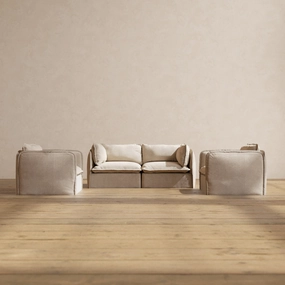 Slipcover Only - Modular Performance 2-Seater Sofa   Armchair Set | Blended Weave in Oat