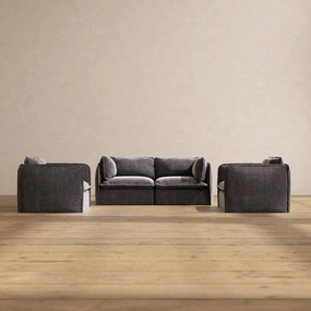 Slipcover Only - Modular Performance 2-Seater Sofa   Armchair Set | Luxury Velvet in Cinder