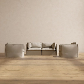 Slipcover Only - Modular Performance 2-Seater Sofa   Armchair Set | Luxury Velvet in Dune