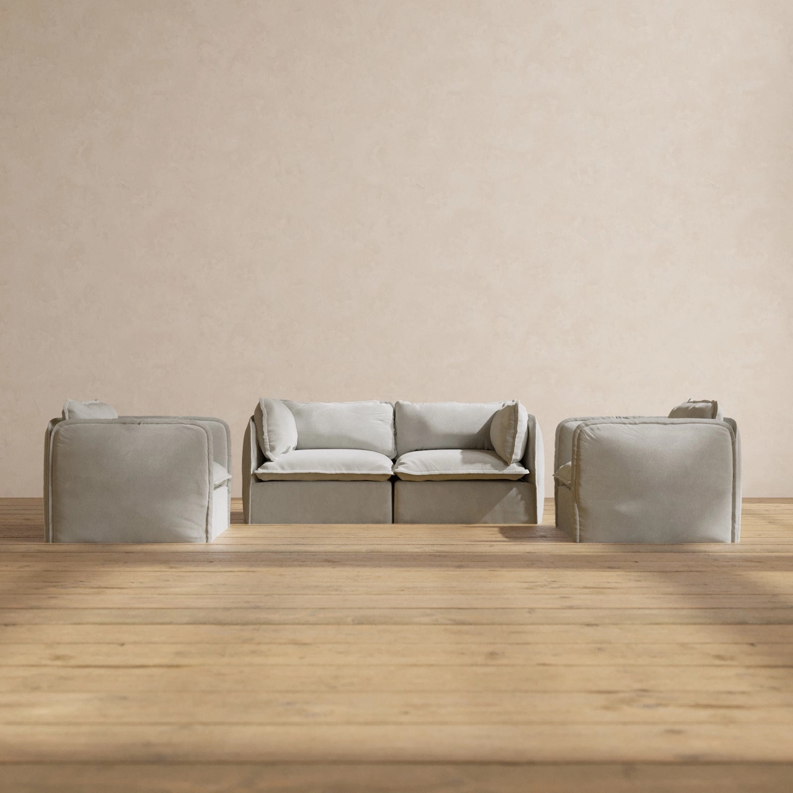 Slipcover Only - Modular Performance 2-Seater Sofa   Armchair Set | Plush Weave in Cloud