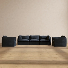 Slipcover Only - Modular Performance 3-Seater Sofa   Armchair Set | Blended Weave in Indigo