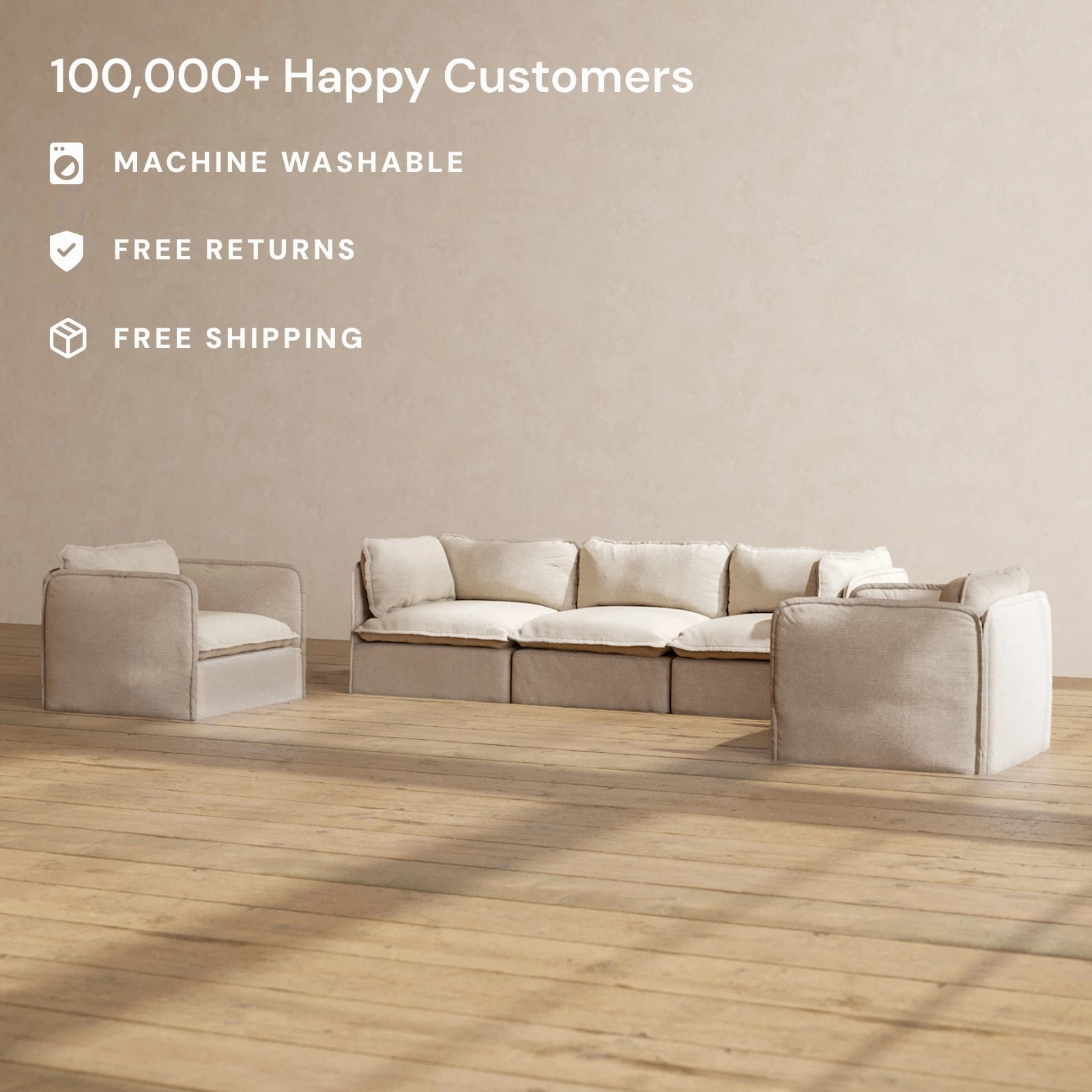 Slipcover Only - Modular Performance 3-Seater Sofa   Armchair Set | Blended Weave in Oat