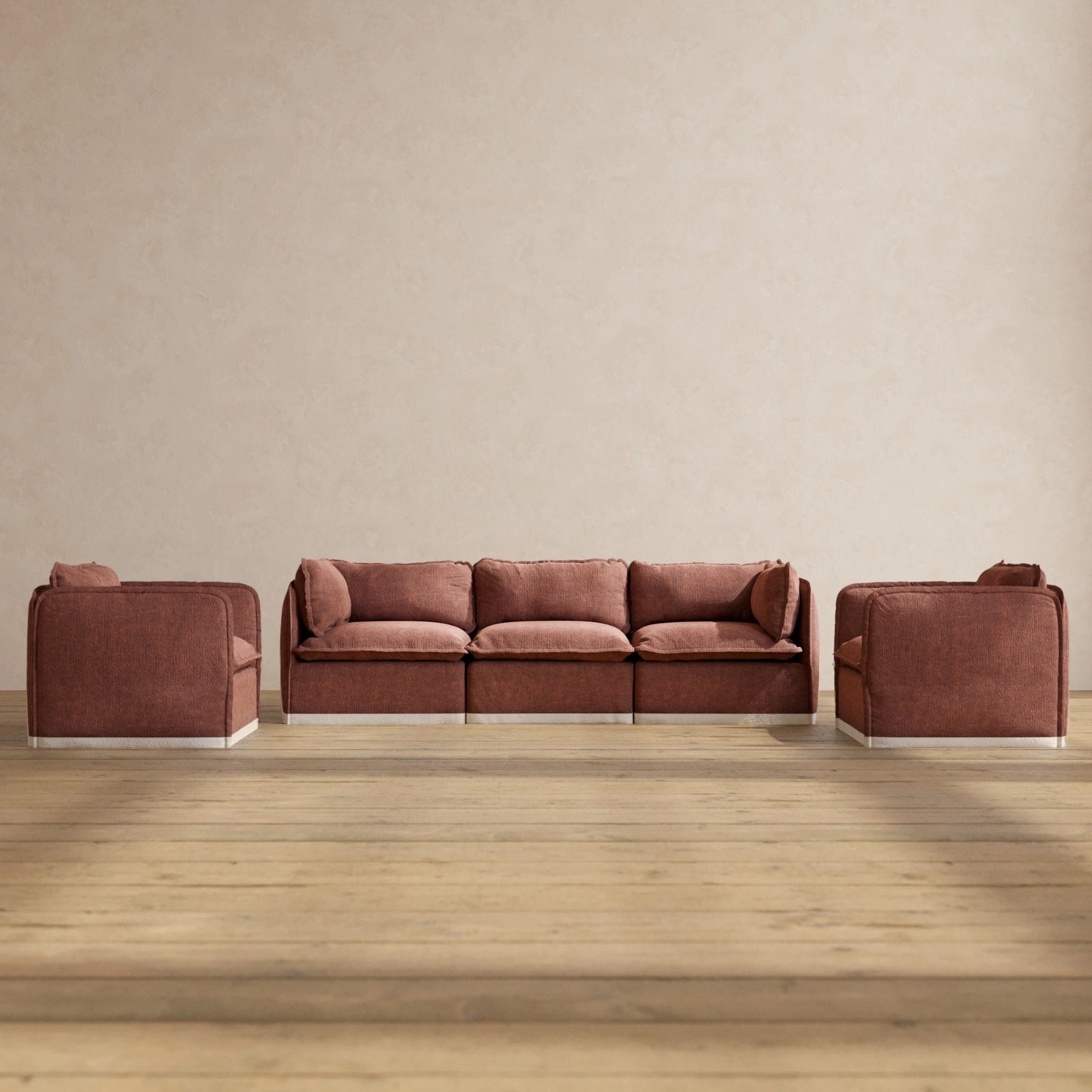 Slipcover Only - Modular Performance 3-Seater Sofa   Armchair Set | Heirloom Velvet in Chestnut