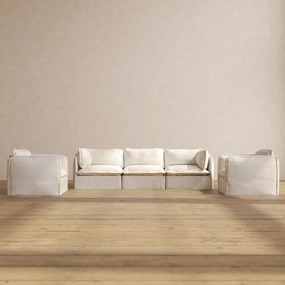 Slipcover Only - Modular Performance 3-Seater Sofa   Armchair Set | Knit Boucle in Mousse