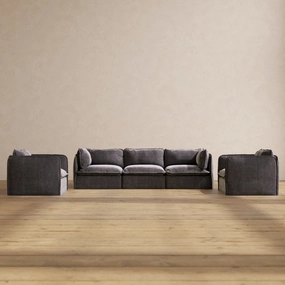 Slipcover Only - Modular Performance 3-Seater Sofa   Armchair Set | Luxury Velvet in Cinder