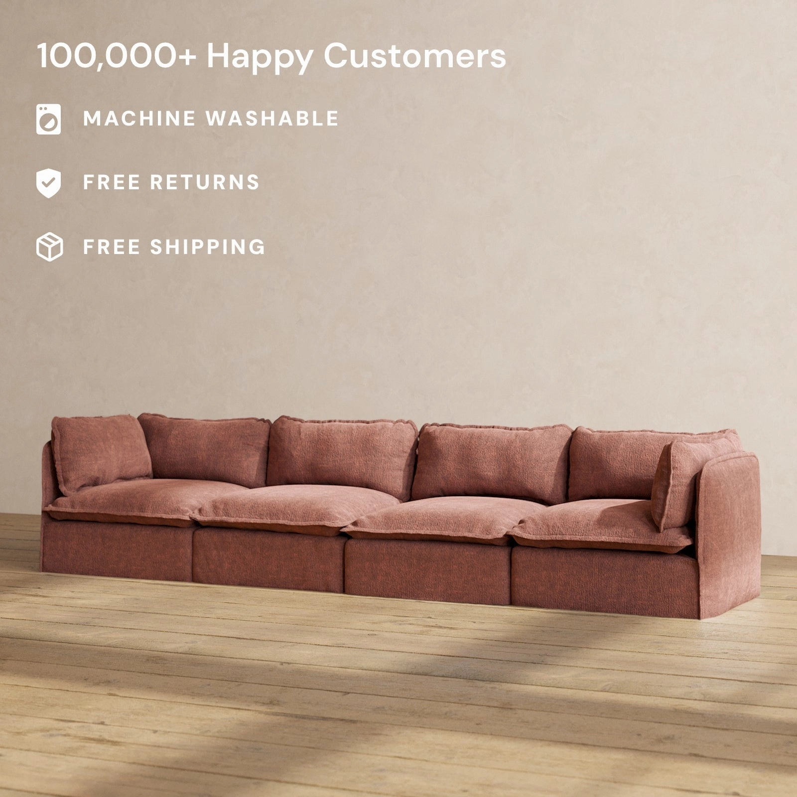 Slipcover Only - Modular Performance 4-Seater | Heirloom Velvet in Chestnut