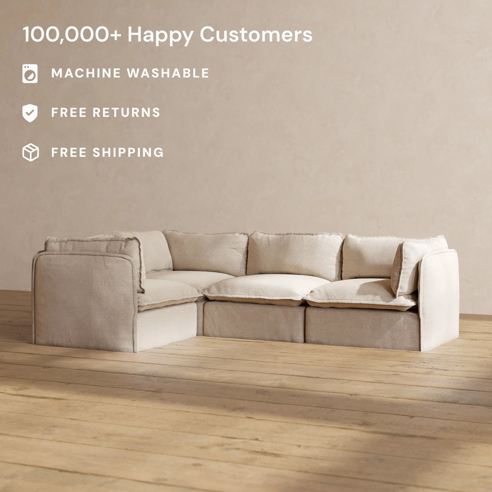 Slipcover Only - Modular Performance 4-Seater Corner Sectional | Blended Weave in Oat