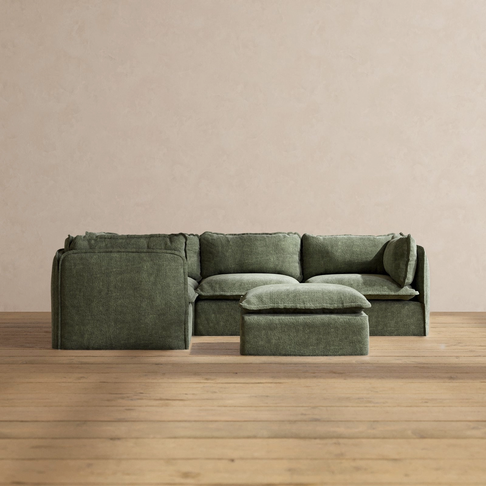 Slipcover Only - Modular Performance 4-Seater Corner Sectional   Ottoman | Heirloom Velvet in Willow