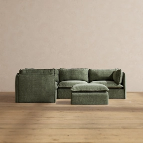 Slipcover Only - Modular Performance 4-Seater Corner Sectional   Ottoman | Heirloom Velvet in Willow