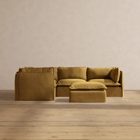 Slipcover Only - Modular Performance 4-Seater Corner Sectional   Ottoman | Luxury Velvet in Toffee