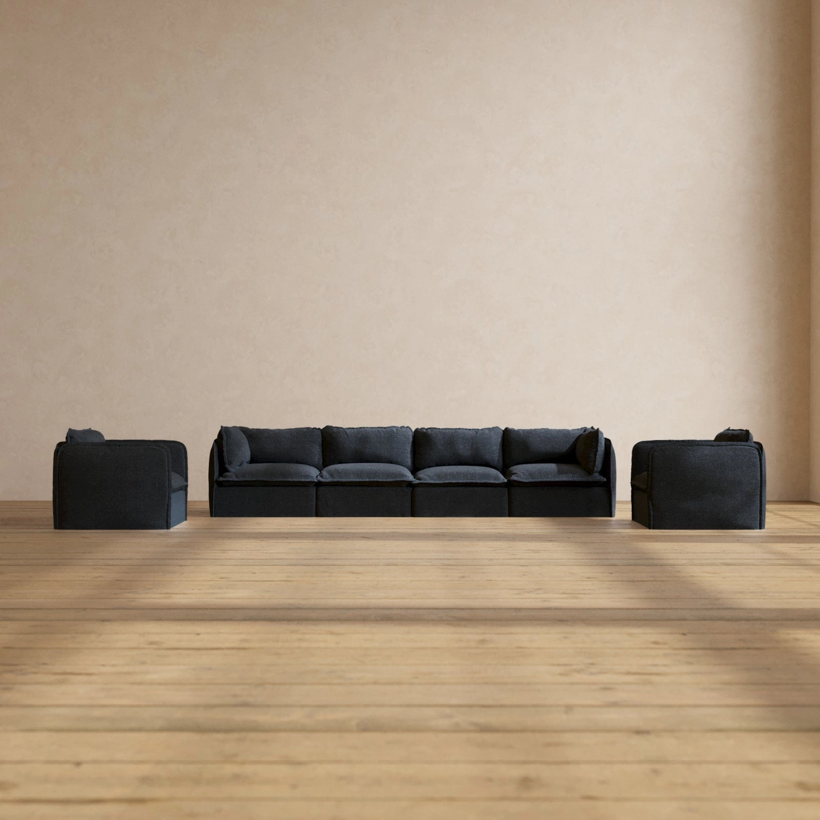 Slipcover Only - Modular Performance 4-Seater Sofa   Armchair Set | Blended Weave in Indigo