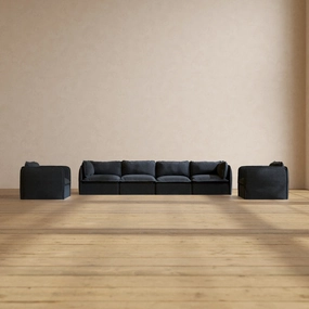 Slipcover Only - Modular Performance 4-Seater Sofa   Armchair Set | Blended Weave in Indigo