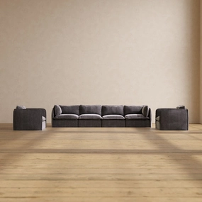 Slipcover Only - Modular Performance 4-Seater Sofa   Armchair Set | Luxury Velvet in Cinder
