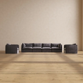 Slipcover Only - Modular Performance 4-Seater Sofa   Armchair Set | Luxury Velvet in Cinder