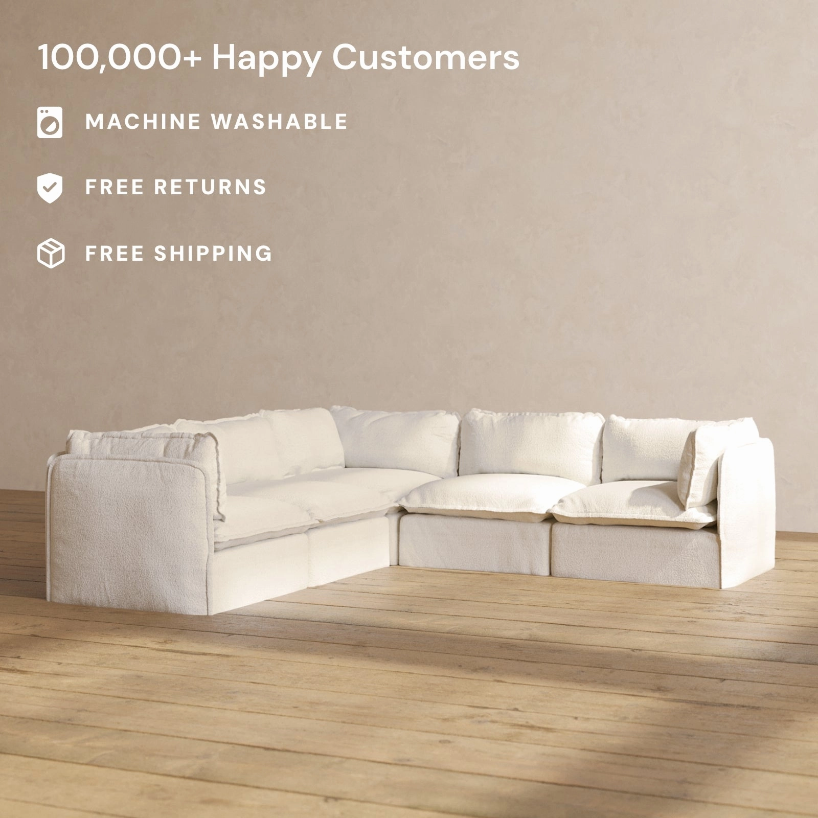 Slipcover Only - Modular Performance 5-Seater Corner Sectional | Knit Boucle in Mousse