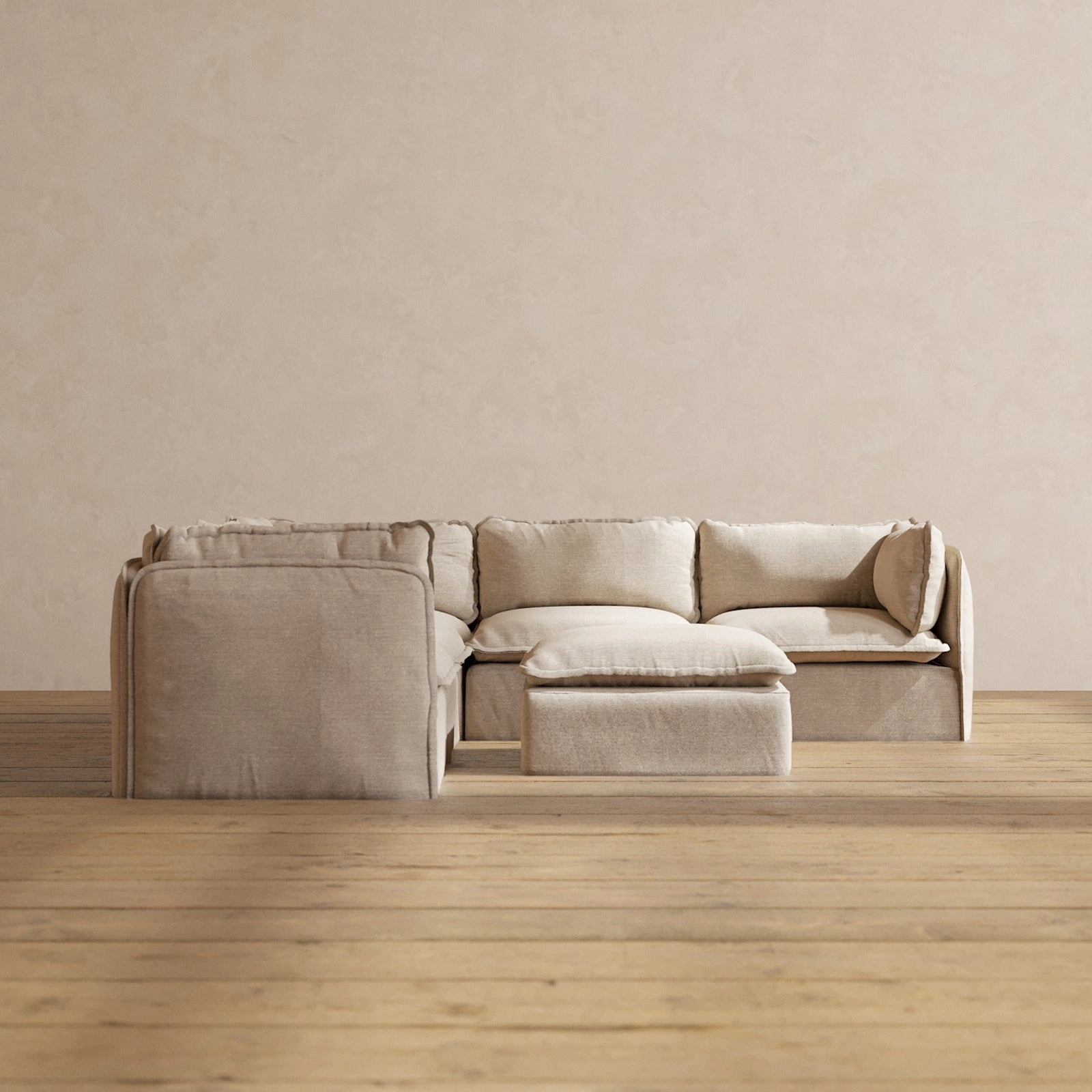 Slipcover Only - Modular Performance 5-Seater Corner Sectional   Ottoman | Blended Weave in Oat