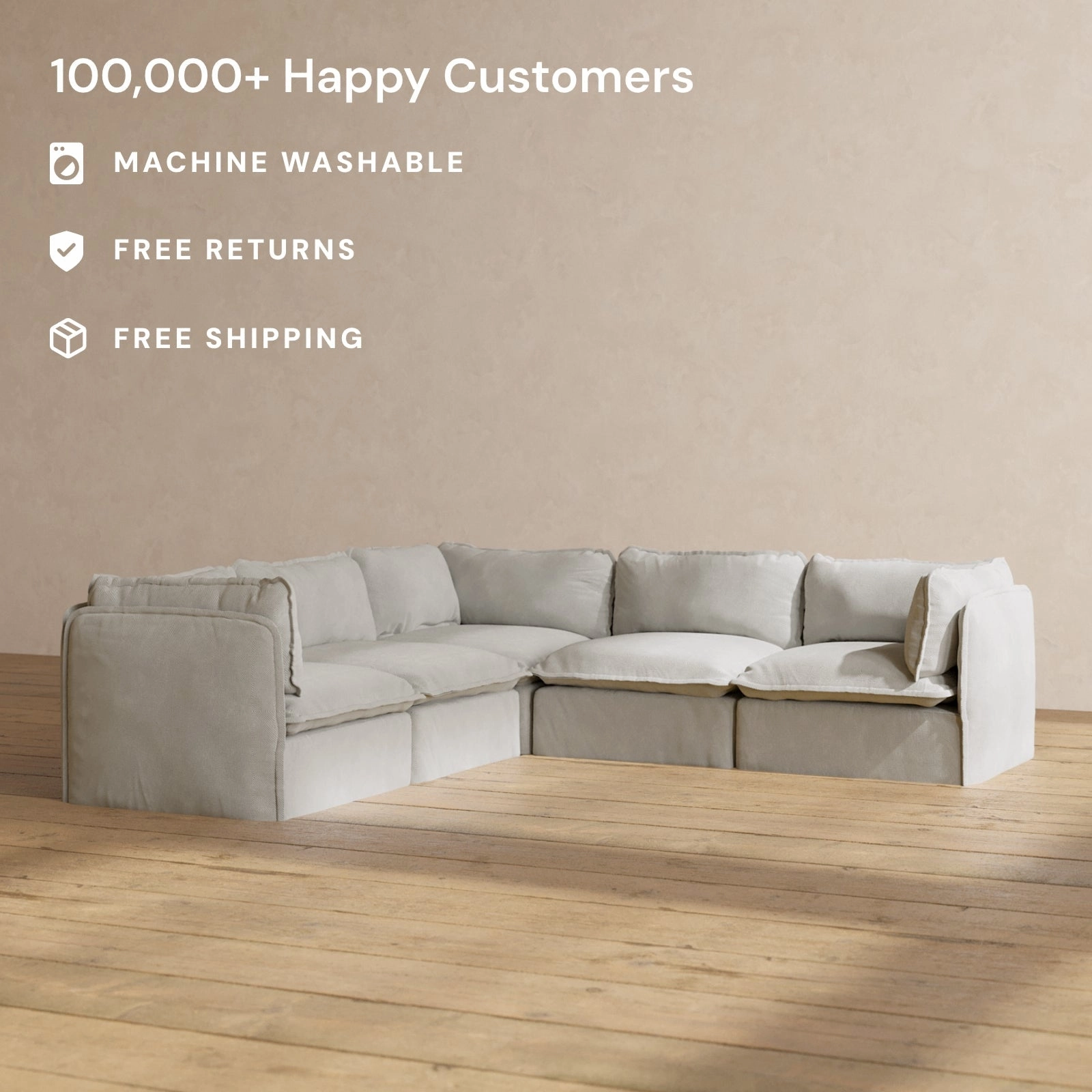 Slipcover Only - Modular Performance 5-Seater Corner Sectional | Plush Weave in Cloud