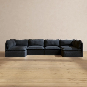 Slipcover Only - Modular Performance 6-Seater Open-Ends U-Sectional | Blended Weave in Indigo