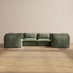 Slipcover Only - Modular Performance 6-Seater U-Sectional | Heirloom Velvet in Willow