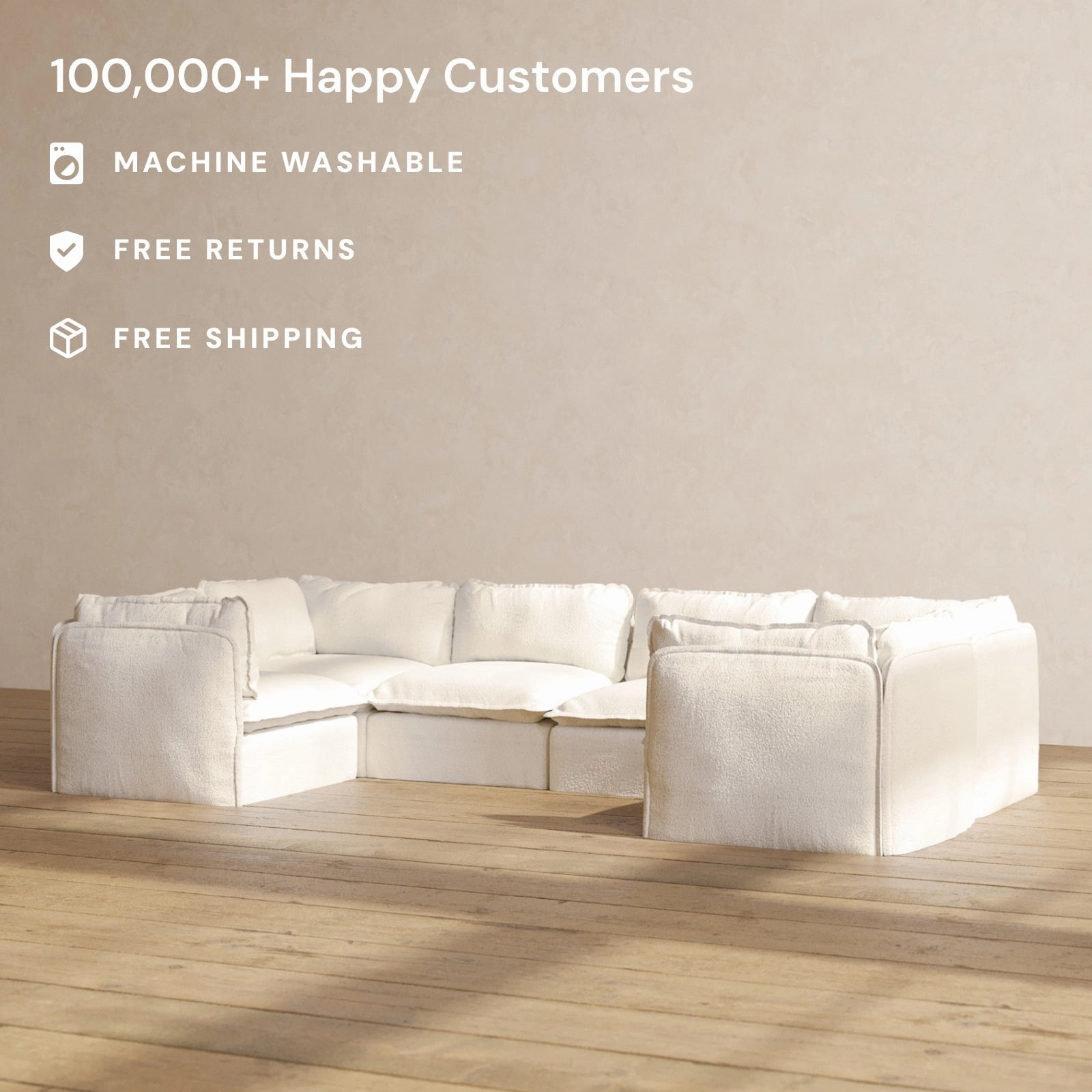 Slipcover Only - Modular Performance 6-Seater U-Sectional | Knit Boucle in Mousse