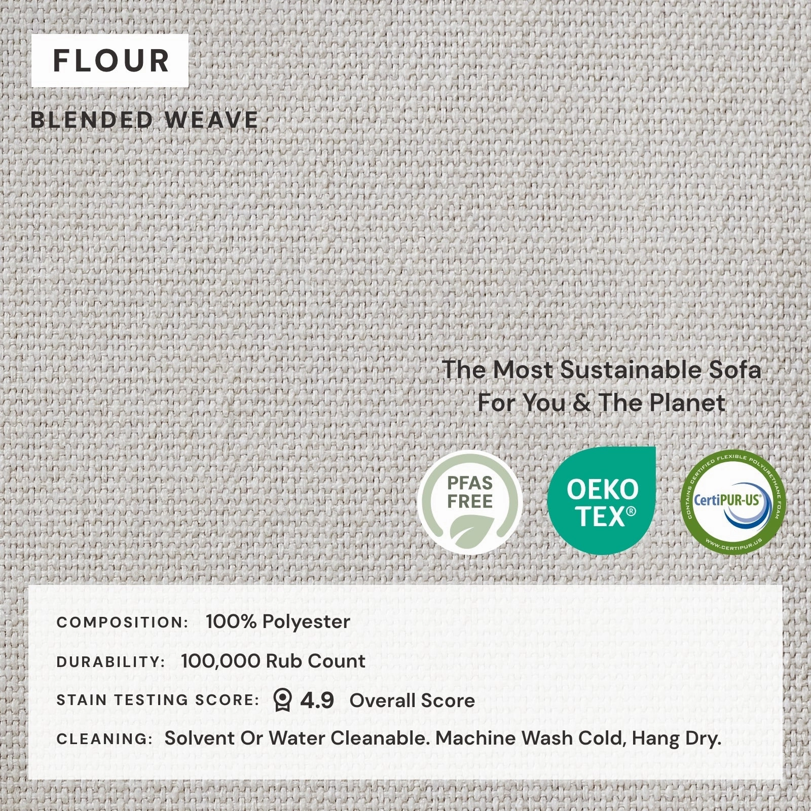 Slipcover Only - Modular Performance 6-Seater U-Sectional   Ottoman | Blended Weave in Flour