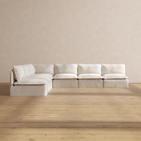 Slipcover Only - Modular Performance 7-Seater Open-Ends Corner Sectional | Blended Weave in Flour