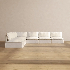 Slipcover Only - Modular Performance 7-Seater Open-Ends Corner Sectional | Knit Boucle in Mousse