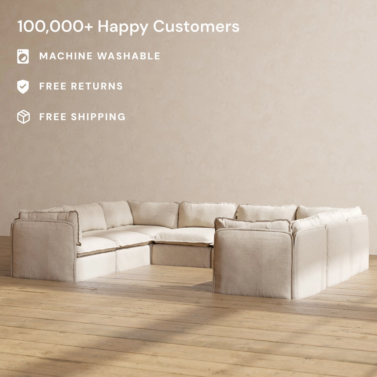 Slipcover Only - Modular Performance 8-Seater U-Sectional | Blended Weave in Oat
