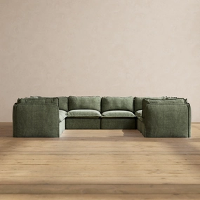 Slipcover Only - Modular Performance 8-Seater U-Sectional | Heirloom Velvet in Willow