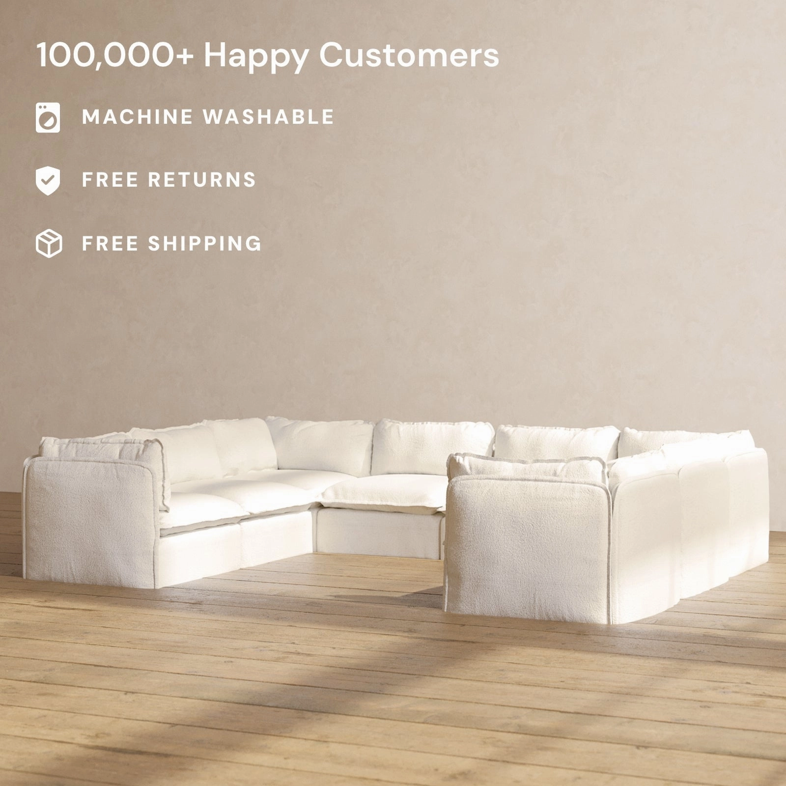Slipcover Only - Modular Performance 8-Seater U-Sectional | Knit Boucle in Mousse
