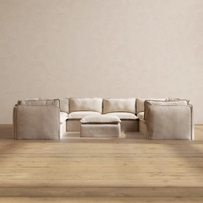 Slipcover Only - Modular Performance 8-Seater U-Sectional   Ottoman | Blended Weave in Oat