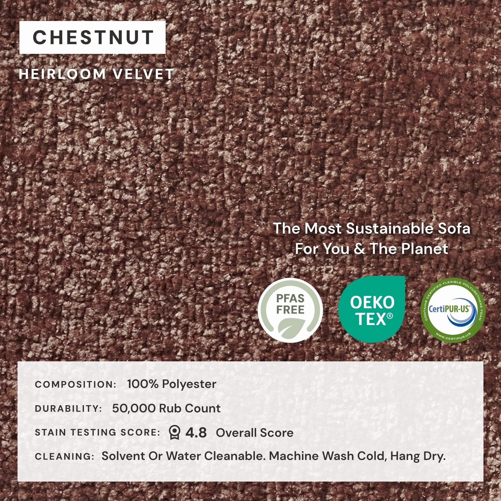 Slipcover Only - Modular Performance 8-Seater U-Sectional   Ottoman | Heirloom Velvet in Chestnut