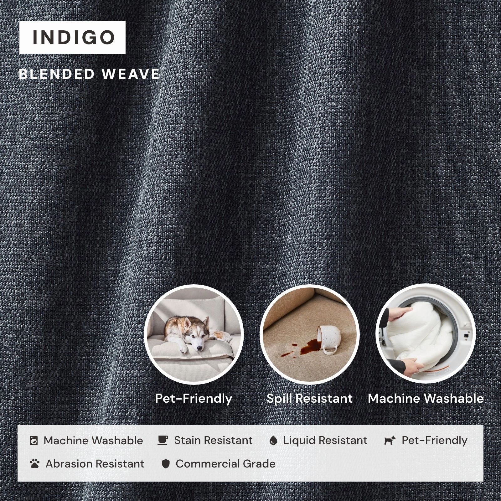 Slipcover Only - Modular Performance Armchair | Blended Weave in Indigo