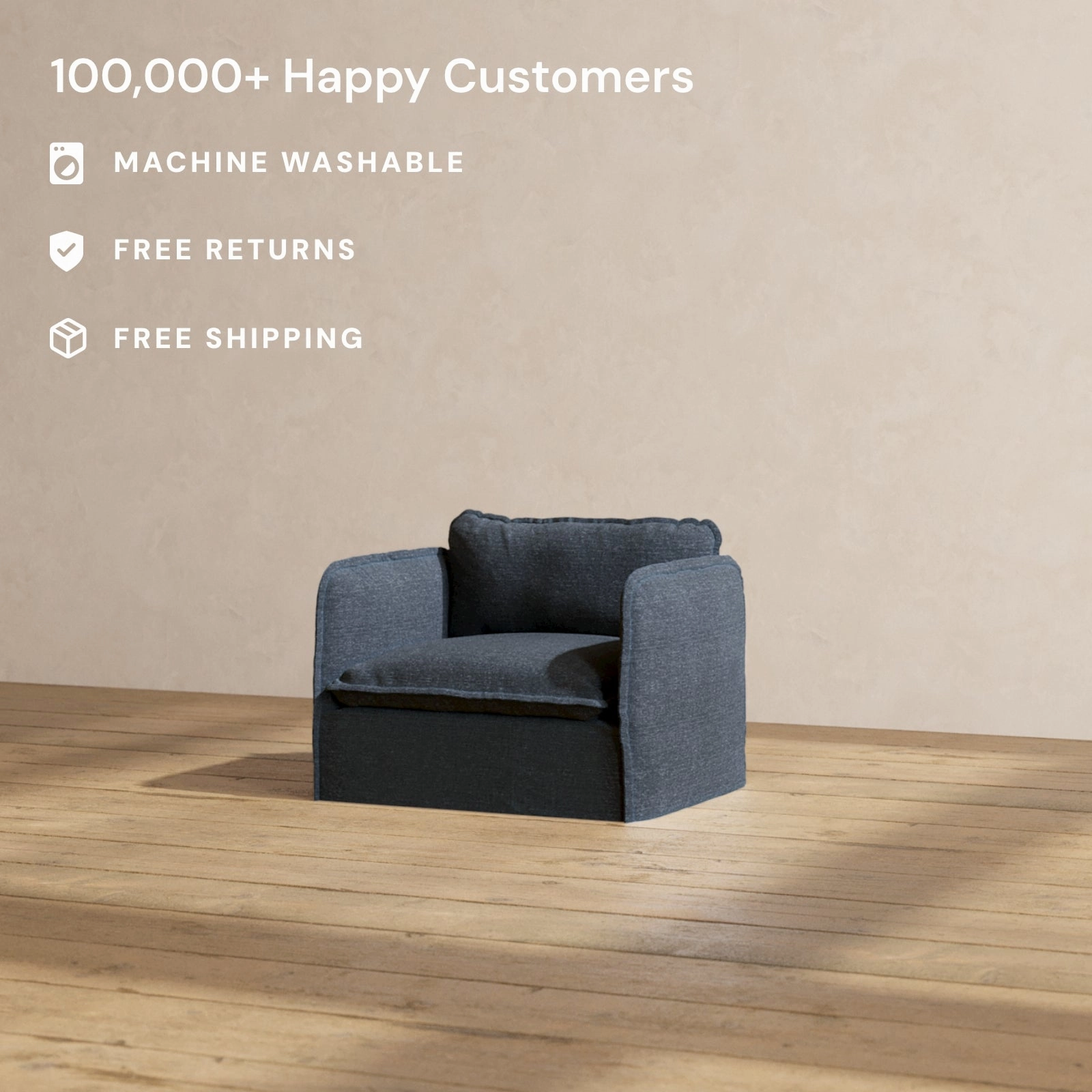 Slipcover Only - Modular Performance Armchair | Blended Weave in Indigo